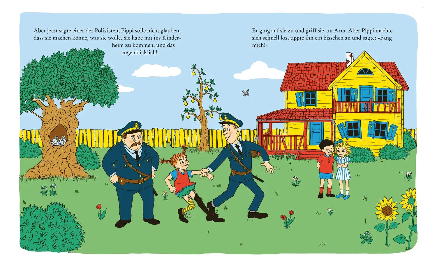 Detailansicht: Pippi Langstrumpf spielt Fangen mit Polizisten (Hardcover)