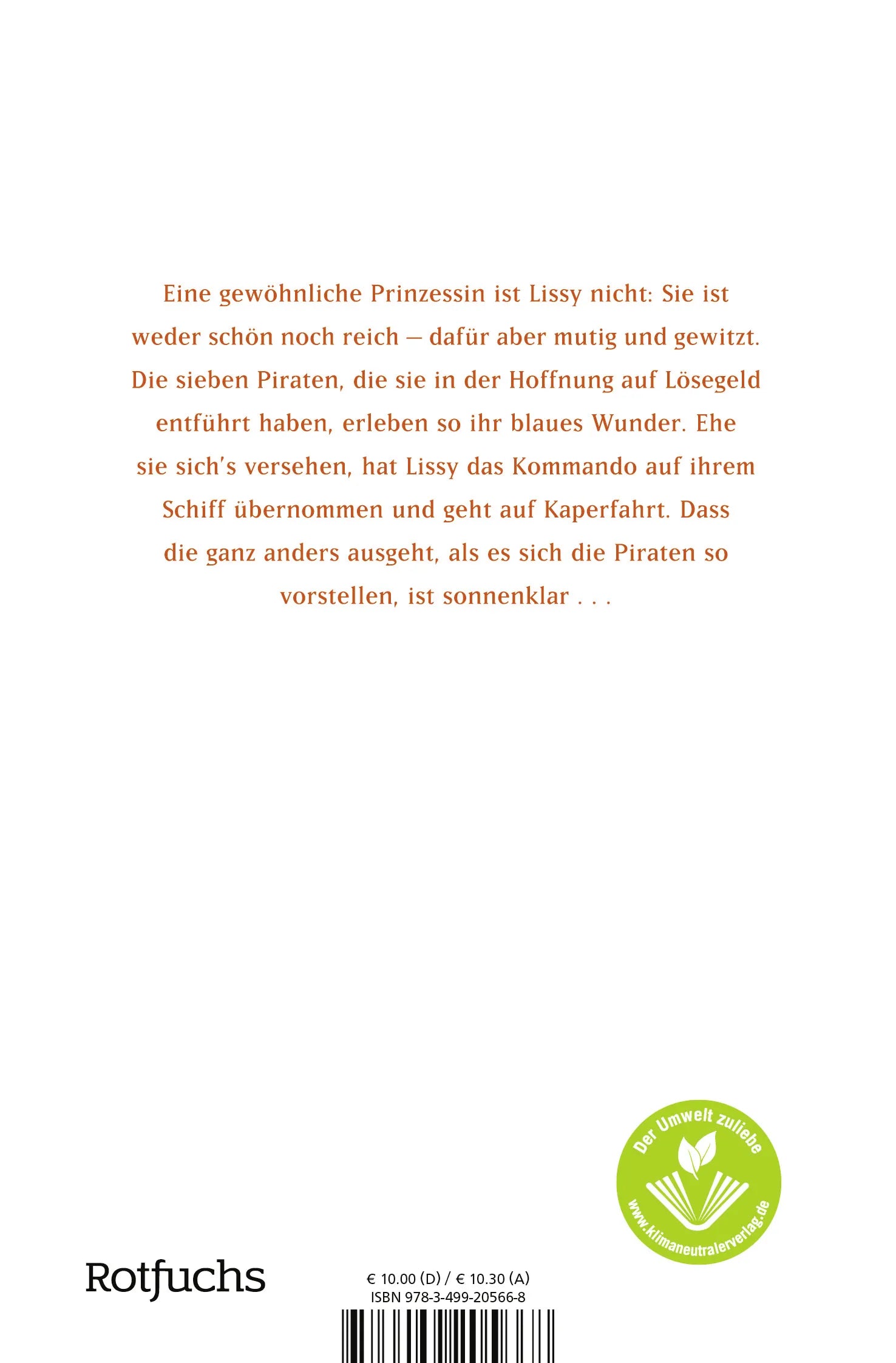 Buchrückseite von 'Piratenlissy' mit Klappentext - Taschenbuch