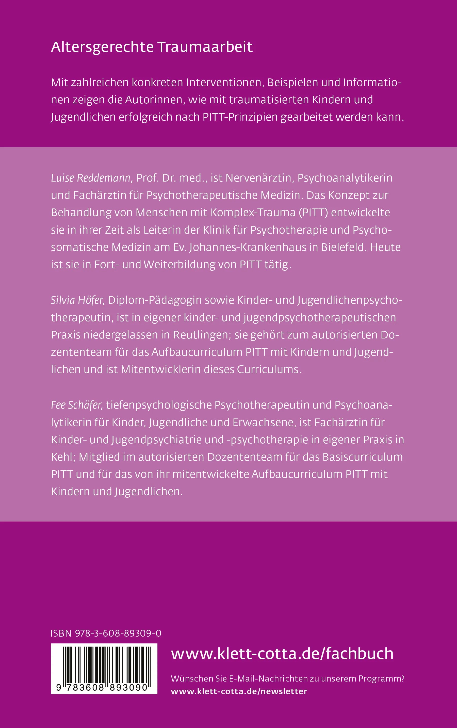 Buchrückseite von 'PITT mit Kindern und Jugendlichen' mit Klappentext - Paperback
