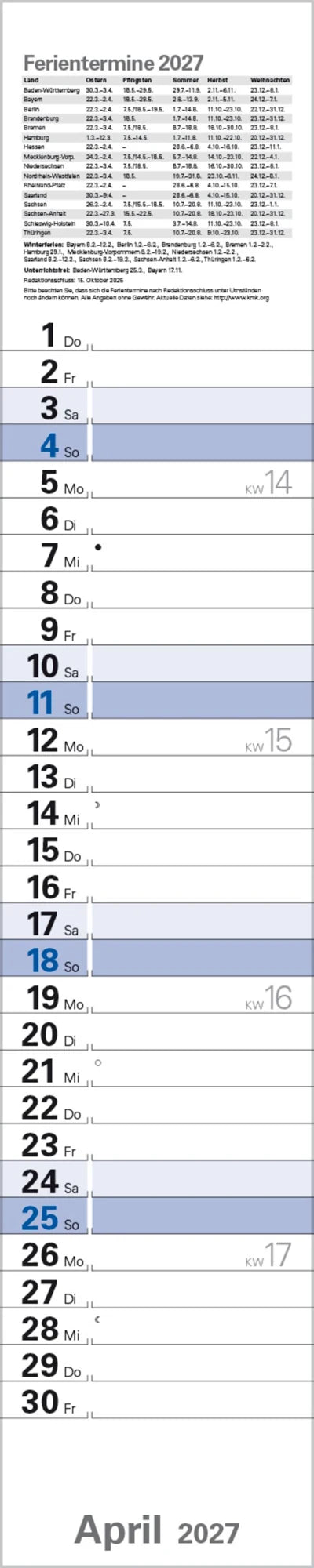 Planer Blau 2027 – Ansicht