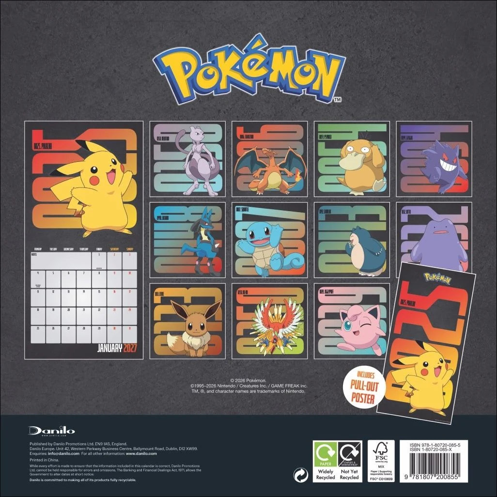 Pokémon Broschurkalender 2027 – Ansicht