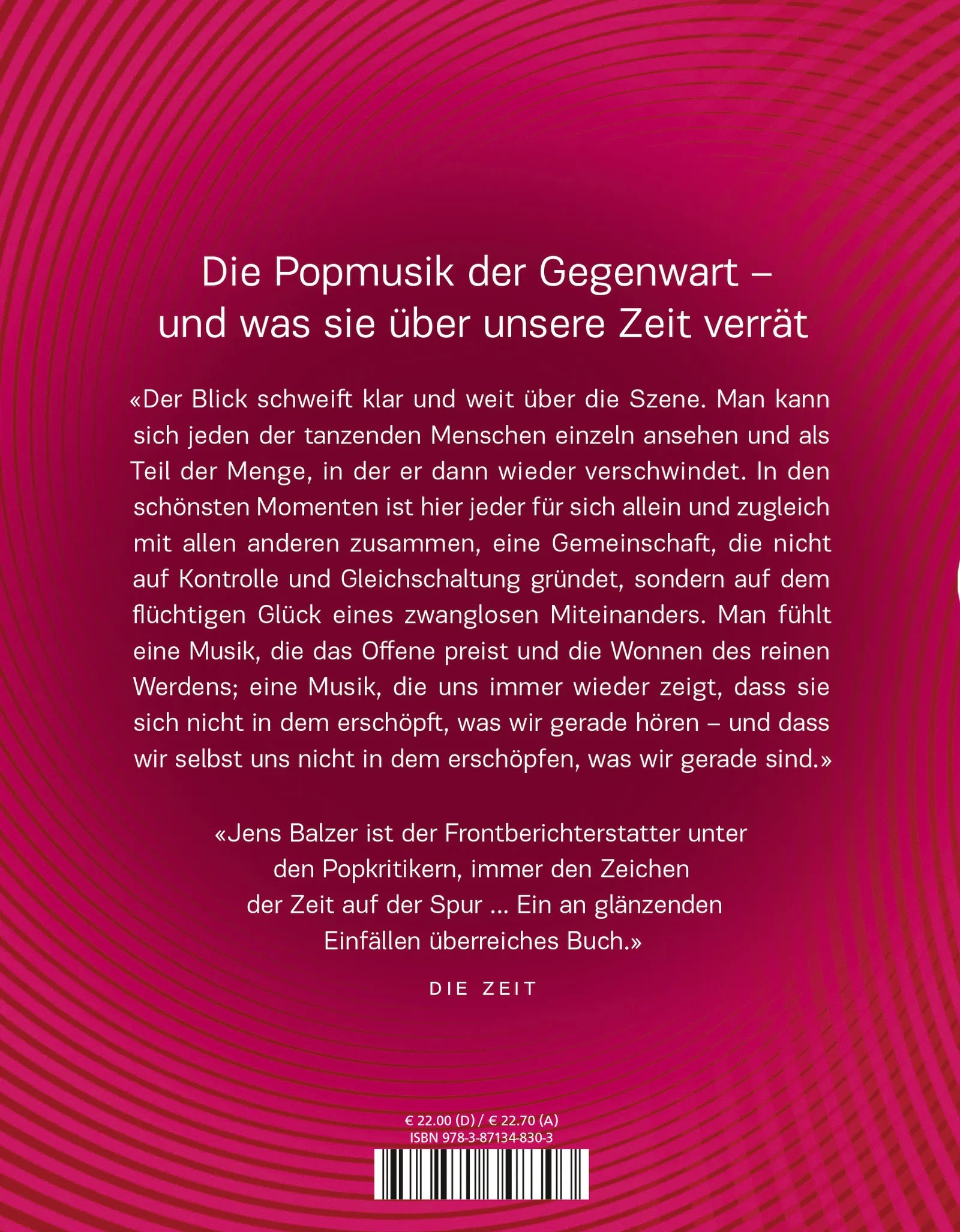 Buchrückseite von 'Pop' mit Klappentext - Gebundene Ausgabe