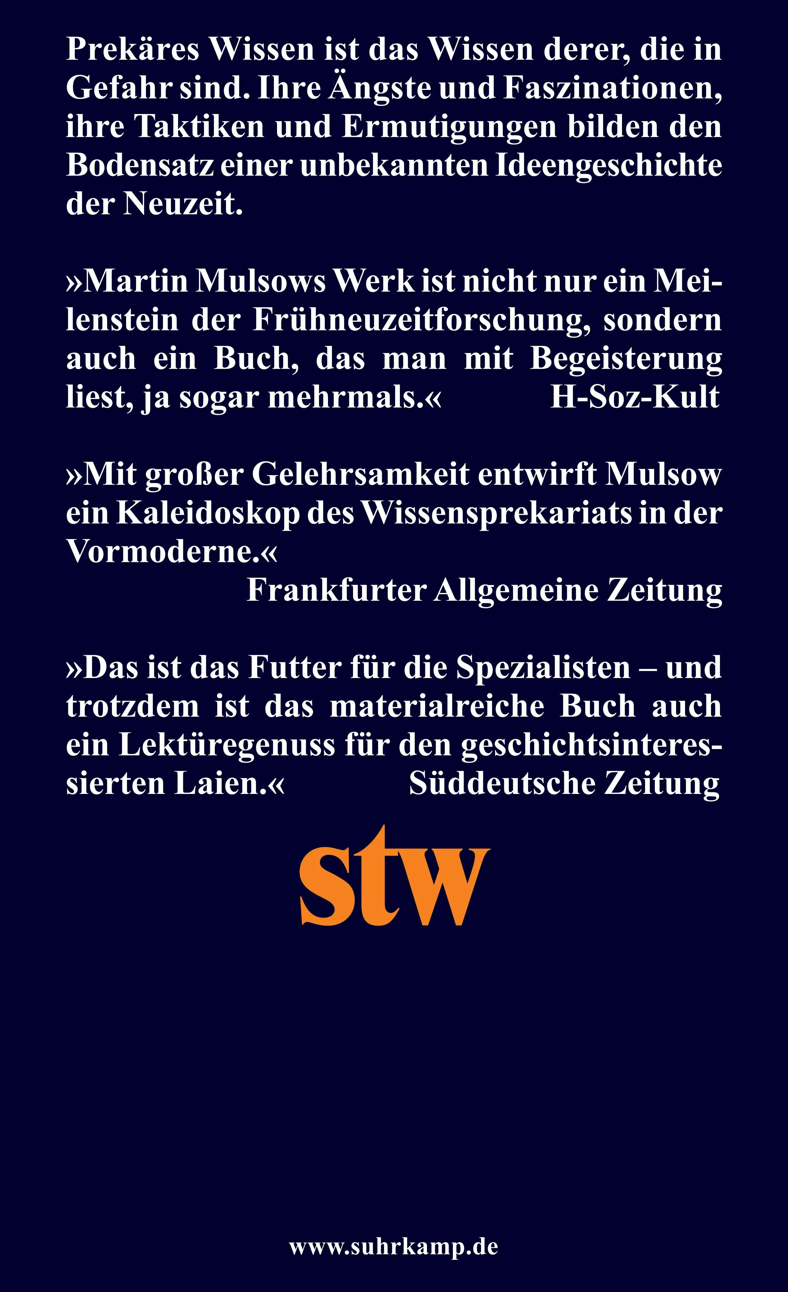 Buchrückseite von 'Prekäres Wissen' mit Klappentext - Taschenbuch