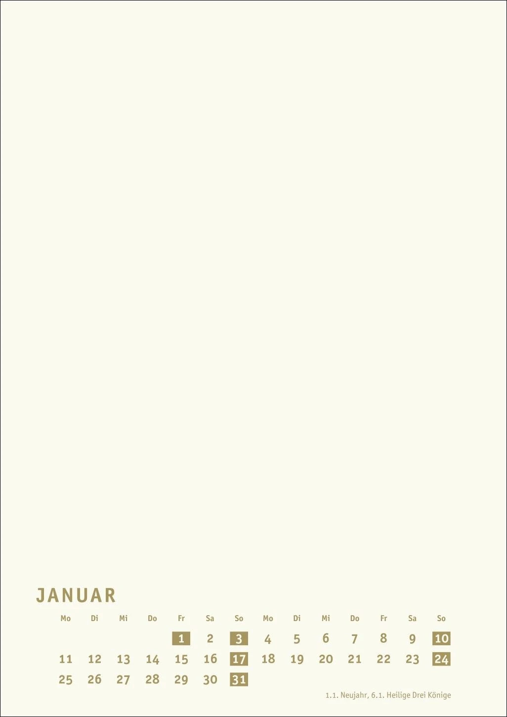 Premium-Bastelkalender gold A4 2027 – Ansicht