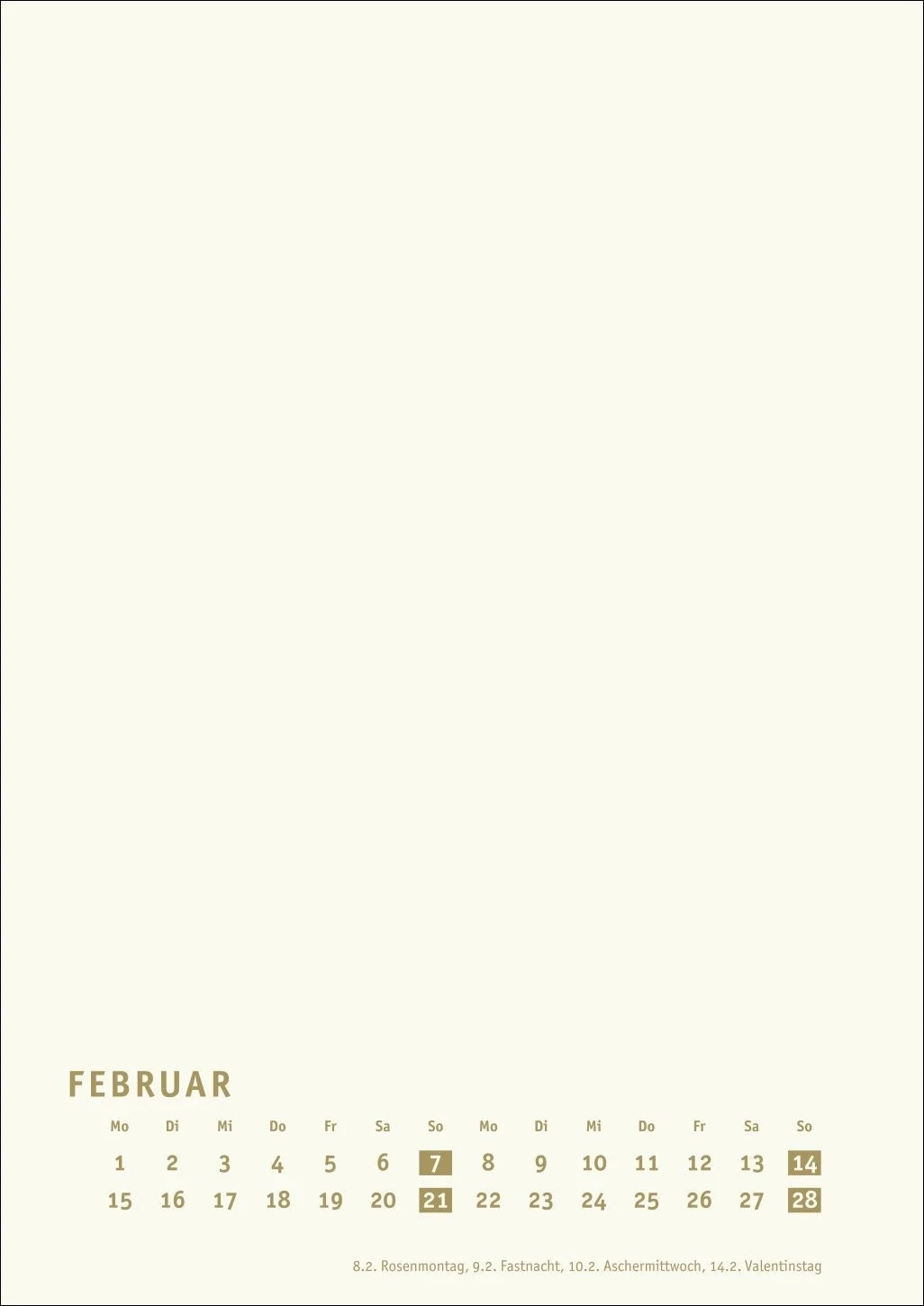 Premium-Bastelkalender gold A4 2027 – Ansicht