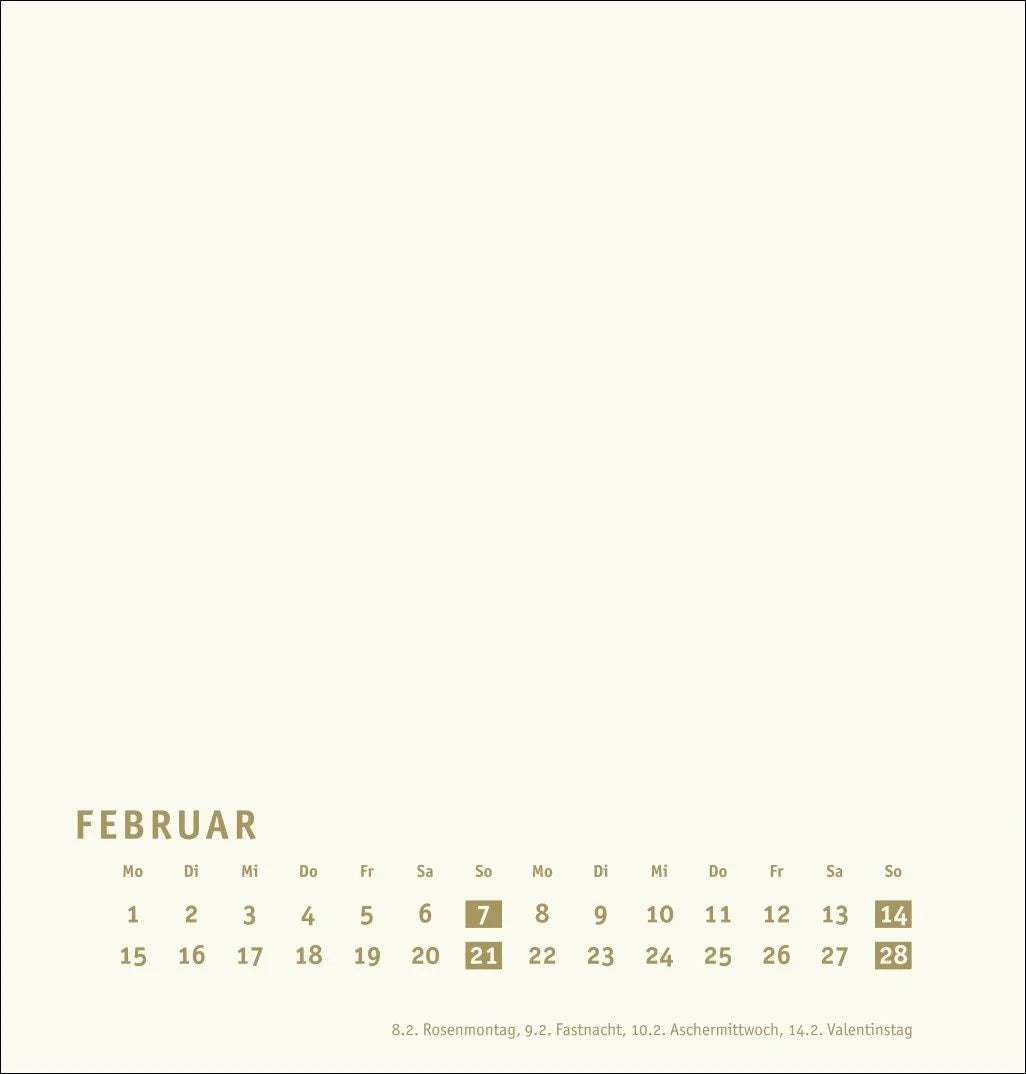 Premium-Bastelkalender gold mittel 2027 – Ansicht