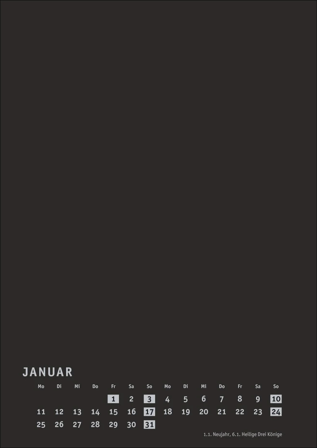 Premium-Bastelkalender schwarz A4 2027 – Ansicht