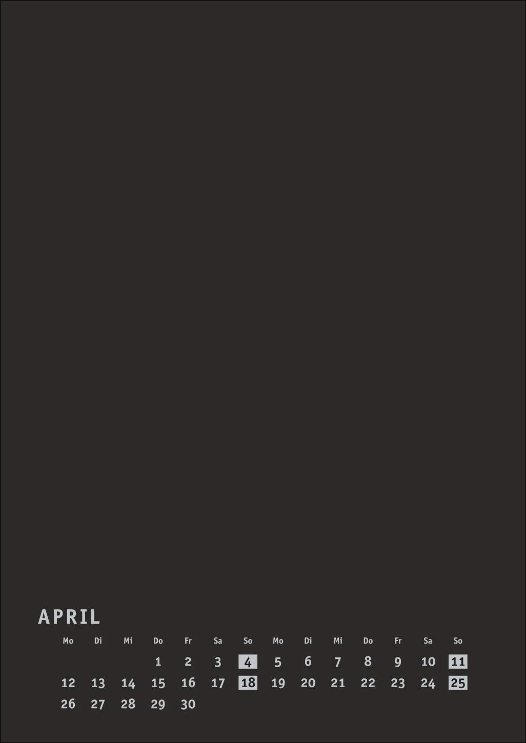 Premium-Bastelkalender schwarz A4 2027 – Ansicht