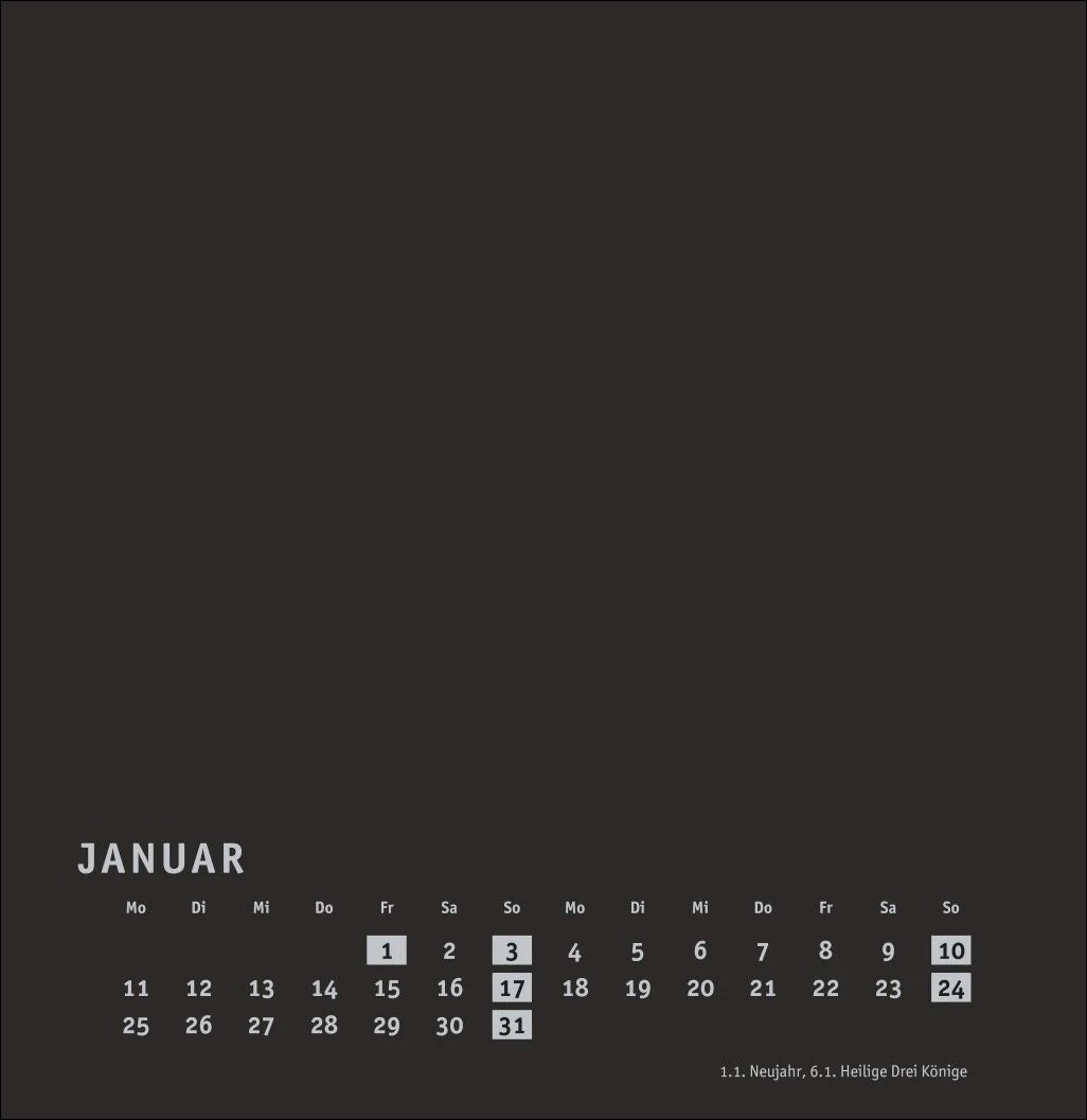 Premium-Bastelkalender schwarz groß 2027 – Ansicht