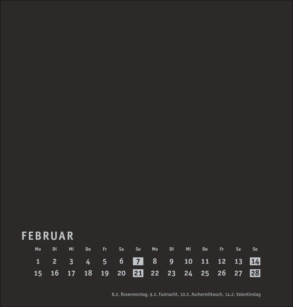 Premium-Bastelkalender schwarz mittel 2027 – Ansicht