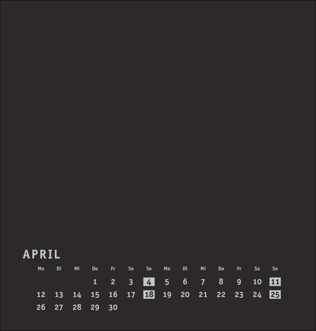 Premium-Bastelkalender schwarz mittel 2027 – Ansicht