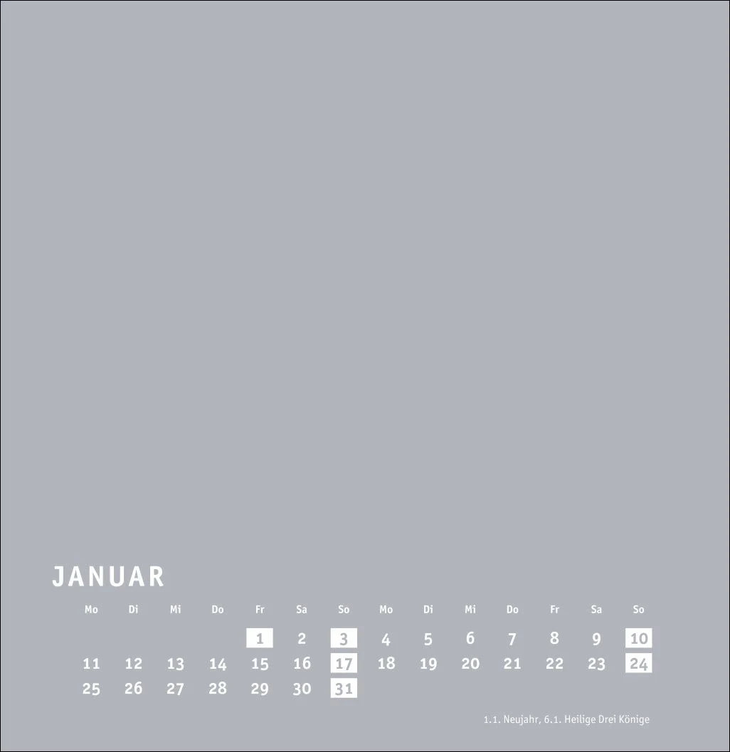 Premium-Bastelkalender silbergrau groß 2027 – Ansicht