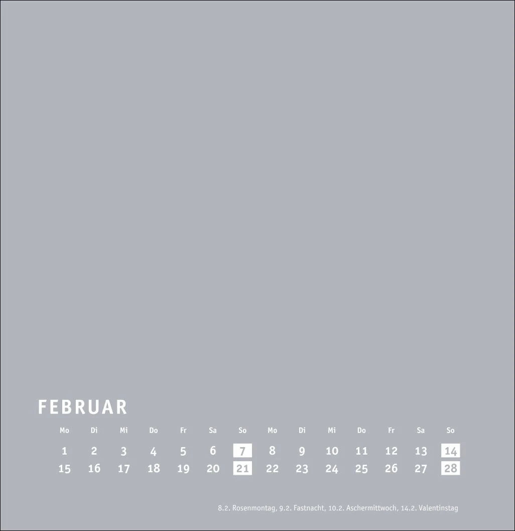Premium-Bastelkalender silbergrau groß 2027 – Ansicht