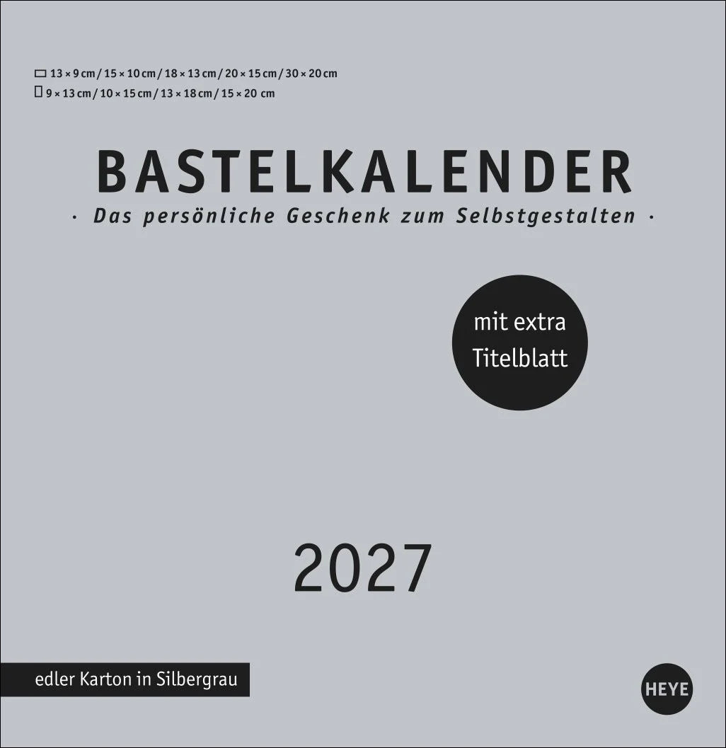 Bastelkalender: Premium-Bastelkalender silbergrau groß 2027