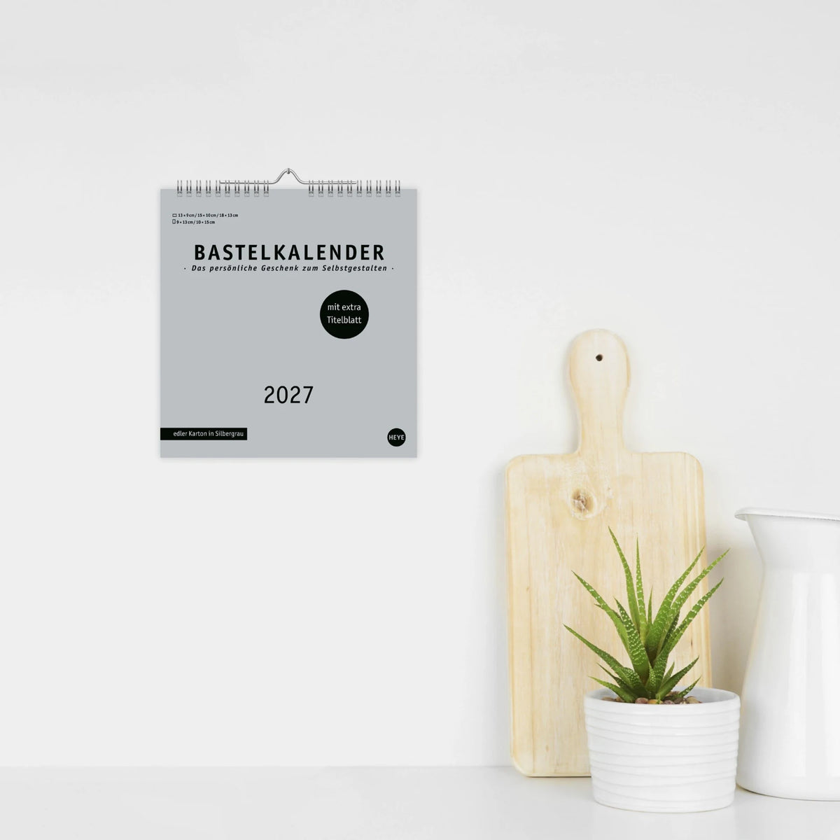 Premium-Bastelkalender silbergrau mittel 2027 – Ansicht