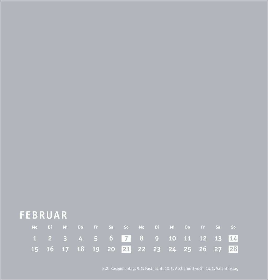 Premium-Bastelkalender silbergrau mittel 2027 – Ansicht