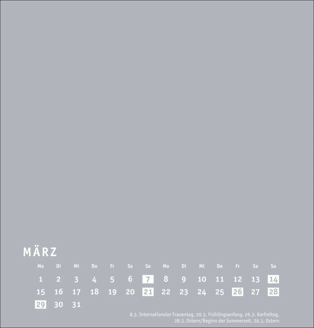 Premium-Bastelkalender silbergrau mittel 2027 – Ansicht