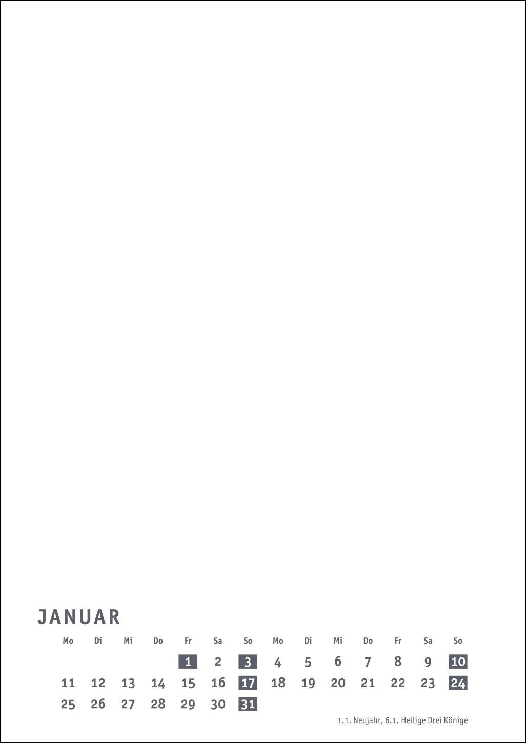 Premium-Bastelkalender weiß A4 2027 – Ansicht
