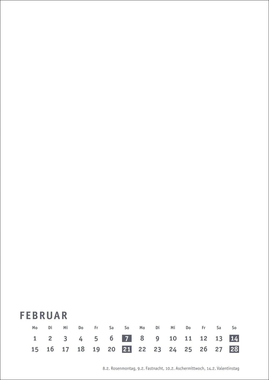 Premium-Bastelkalender weiß A4 2027 – Ansicht