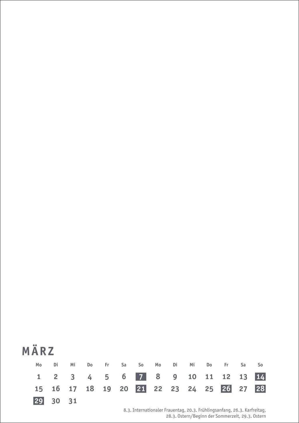 Premium-Bastelkalender weiß A4 2027 – Ansicht