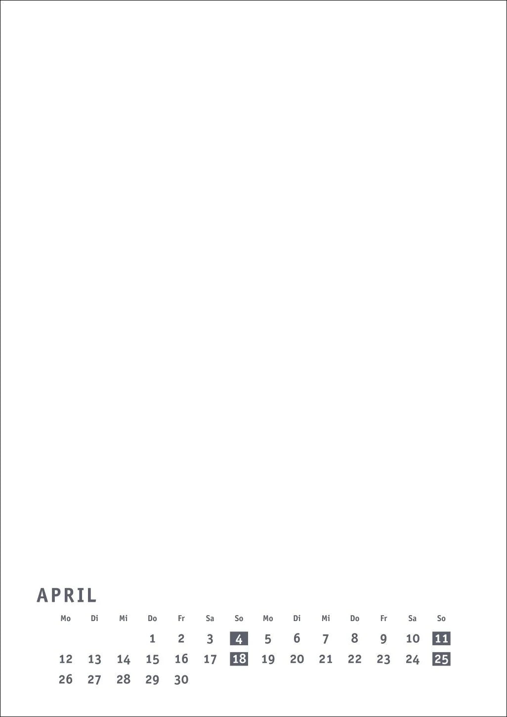 Premium-Bastelkalender weiß A4 2027 – Ansicht