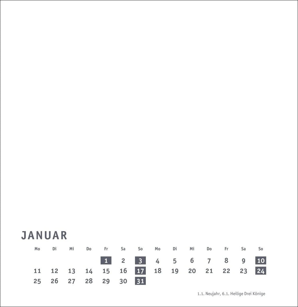 Premium-Bastelkalender weiß groß 2027 – Ansicht