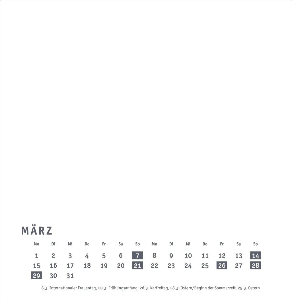 Premium-Bastelkalender weiß groß 2027 – Ansicht