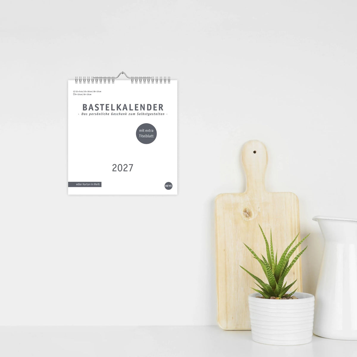 Premium-Bastelkalender weiß mittel 2027 – Ansicht
