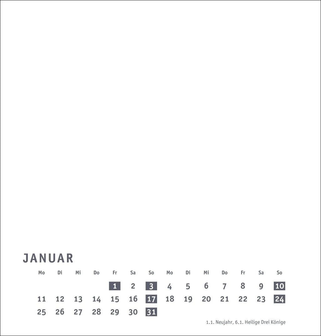 Premium-Bastelkalender weiß mittel 2027 – Ansicht