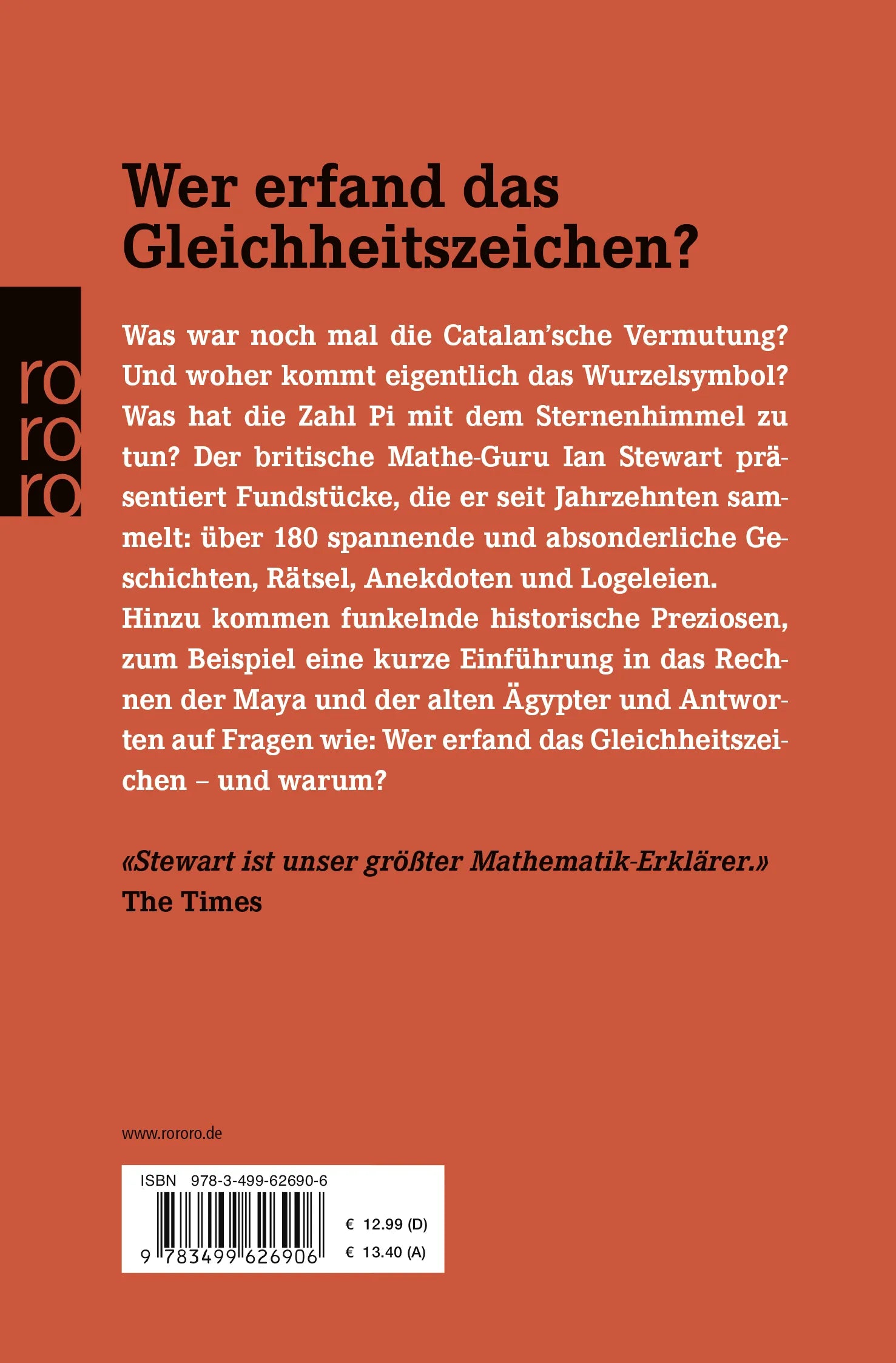 Buchrückseite von 'Professor Stewarts mathematische Schätze' mit Klappentext - Taschenbuch