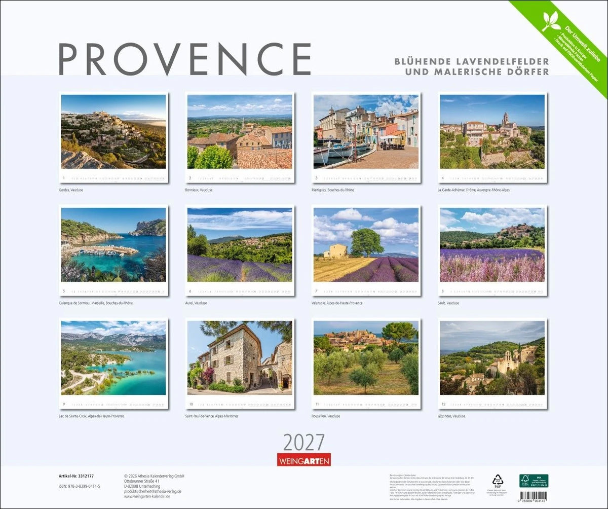 Provence Kalender 2027 - Blühende Lavendelfelder und malerische Dörfer – Ansicht
