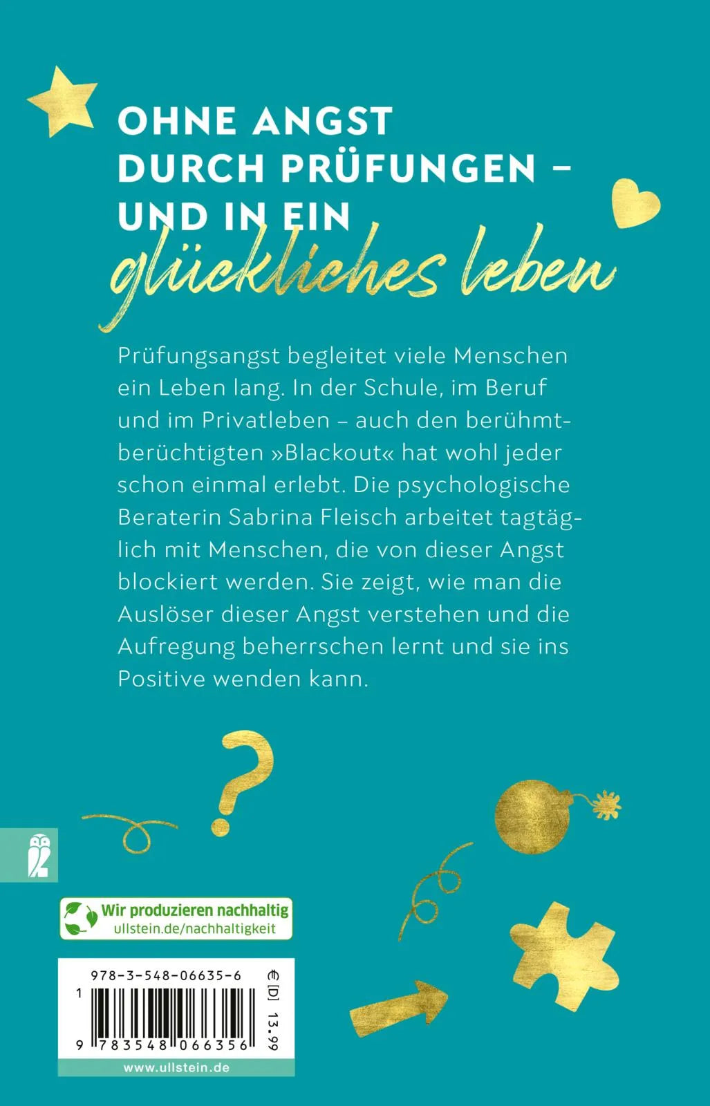 Buchrückseite von 'Prüfungsangst loswerden' mit Klappentext - Taschenbuch