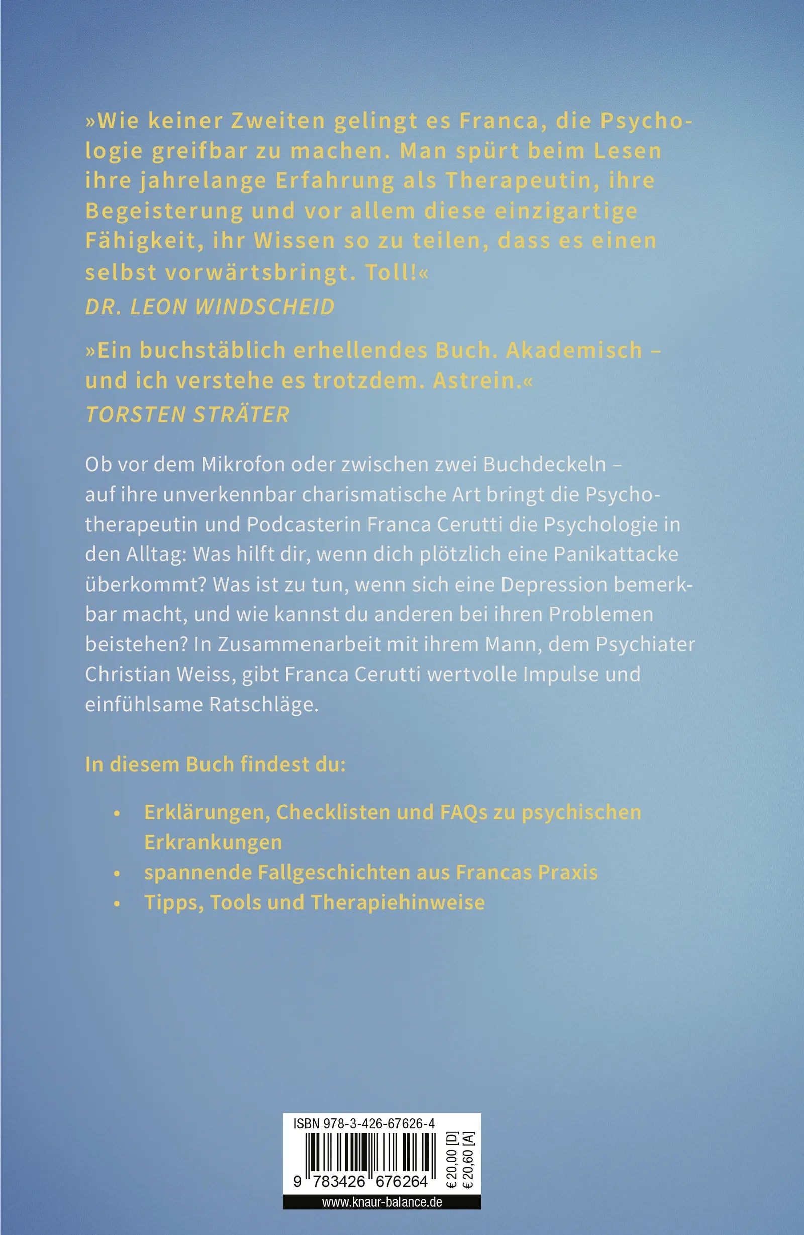 Buchrückseite von 'Psychologie to go! Wie verrückt sind wir eigentlich?' mit Klappentext - Gebundene Ausgabe