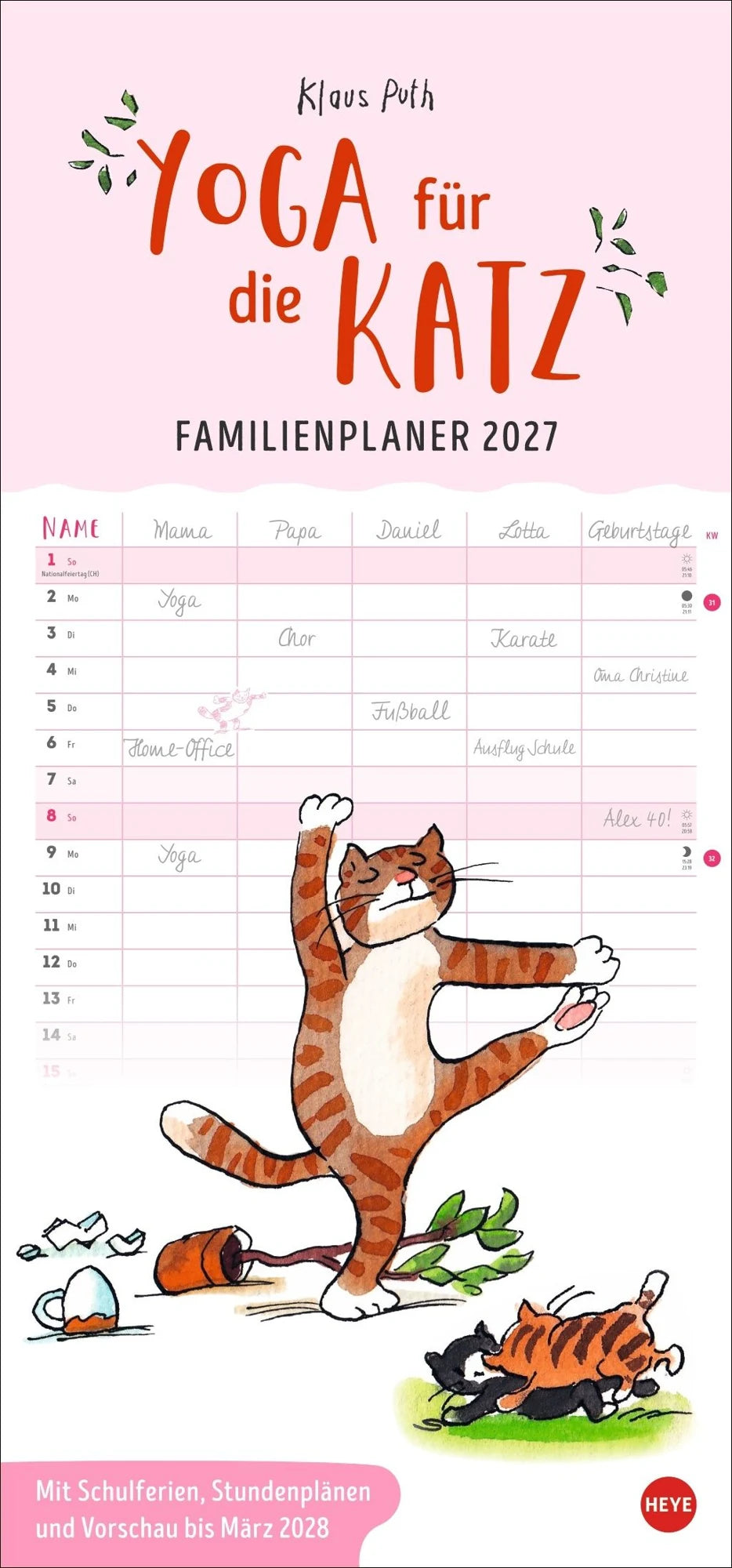 Familienplaner: Puth Yoga für die Katz Familienplaner 2027