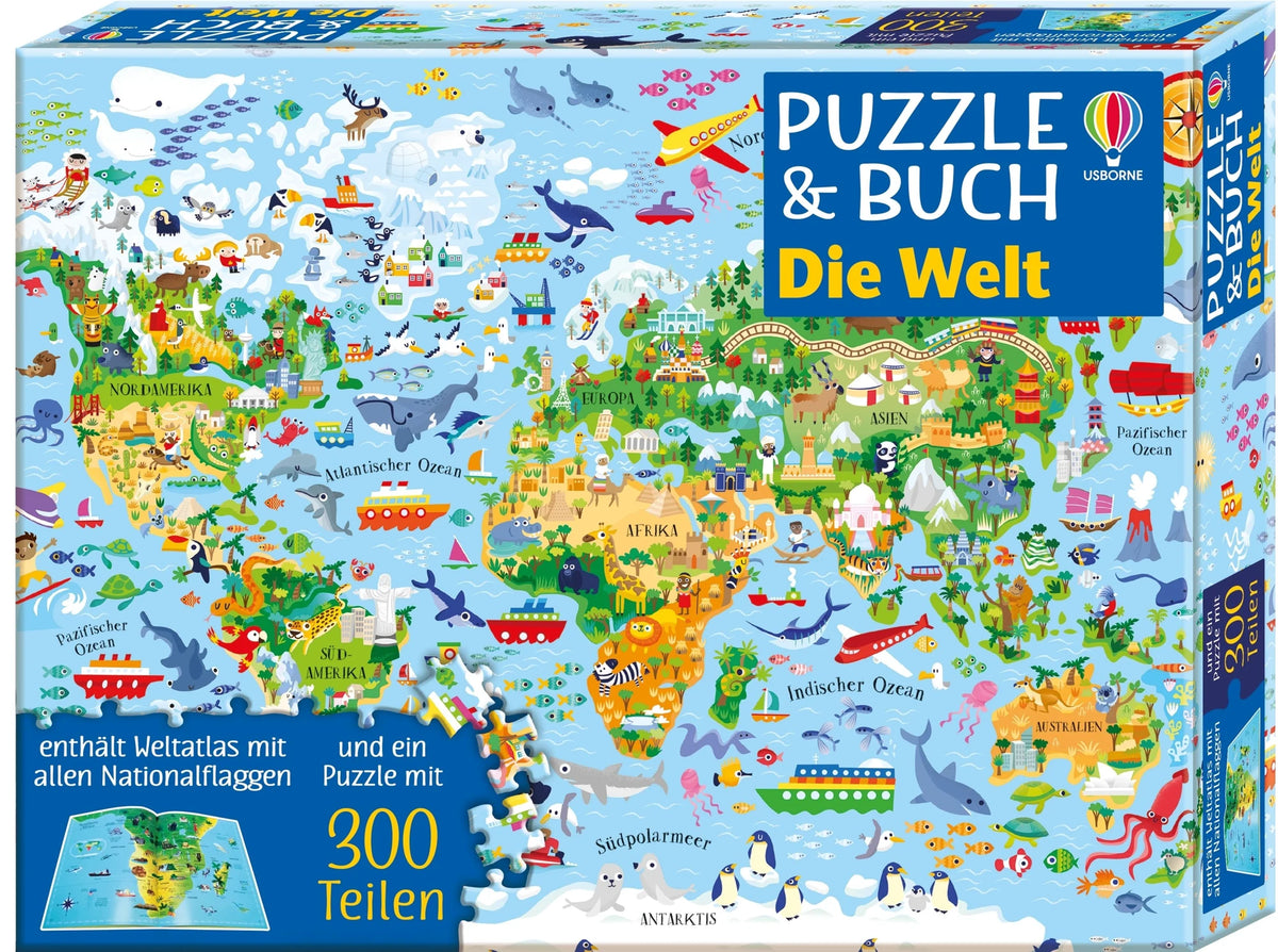 Puzzle: Puzzle und Buch: Die Welt