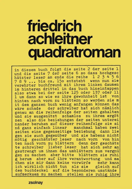 Buchcover von 'quadratroman' - Taschenbuch von Friedrich Achleitner