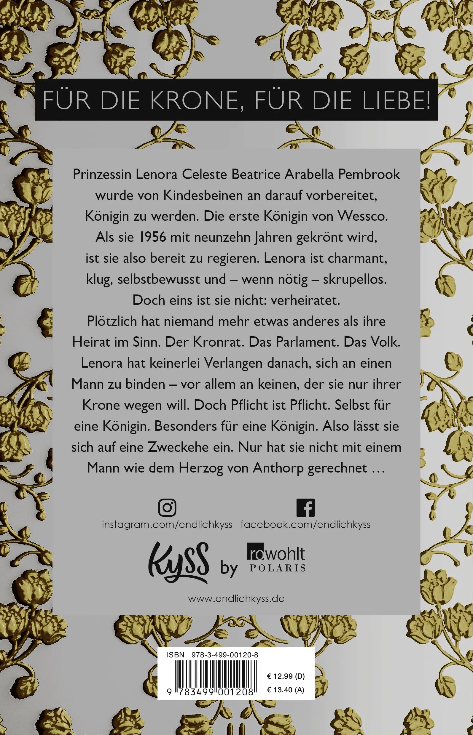 Buchrückseite von 'Queen of Passion – Lenora' mit Klappentext - Paperback