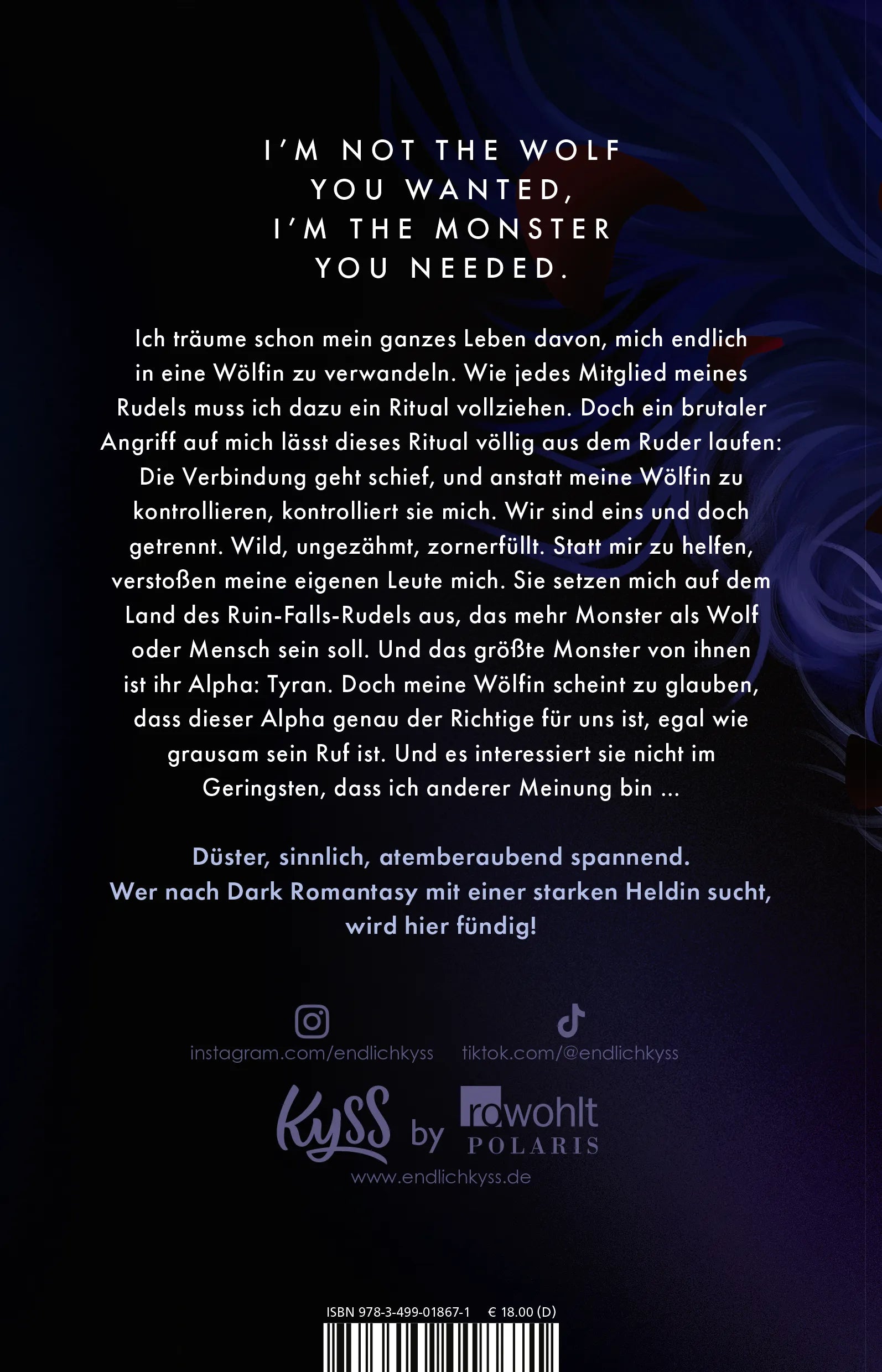 Buchrückseite von 'Rabid' mit Klappentext - Paperback