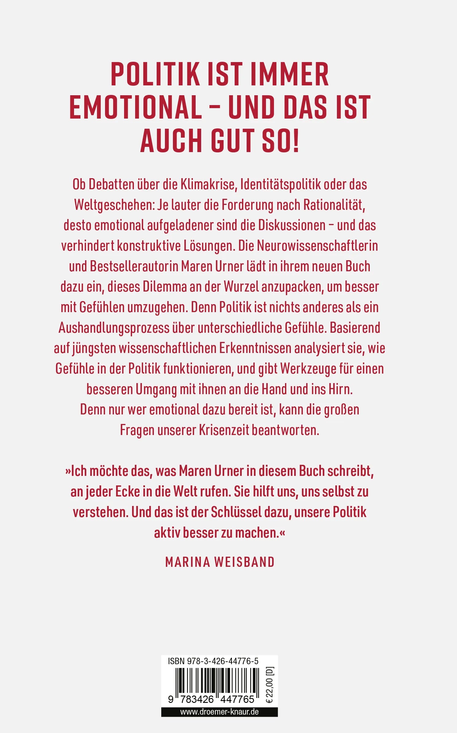 Buchrückseite von 'Radikal emotional' mit Klappentext - Gebundene Ausgabe