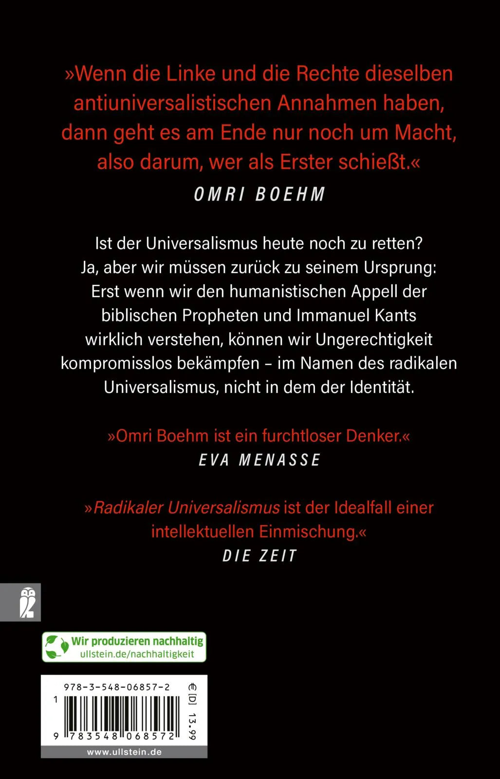 Buchrückseite von 'Radikaler Universalismus' mit Klappentext - Taschenbuch