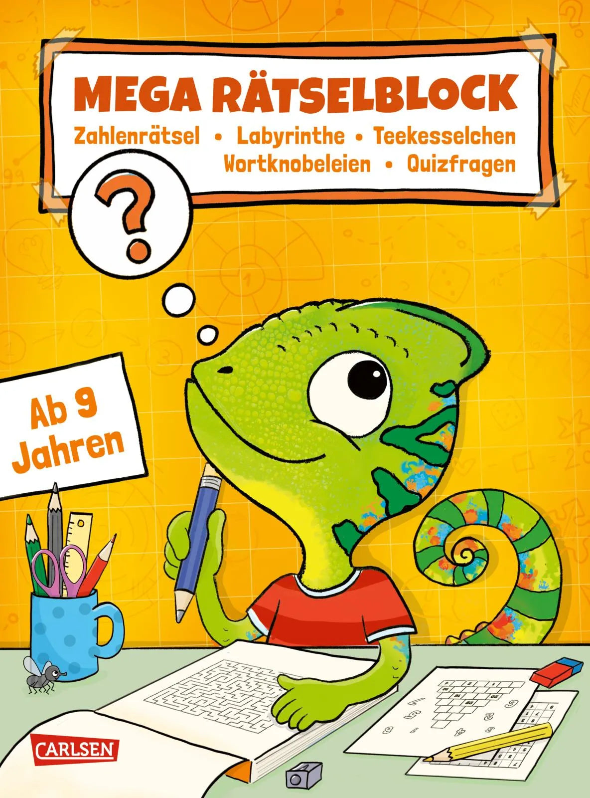 Buchcover von 'Rätseln für Kinder ab 8: Mega Rätselblock - Zahlenrätsel, Labyrinthe, Teekesselchen, Wortknobeleien, Quizfragen' - Taschenbuch von Jasmin Riter
