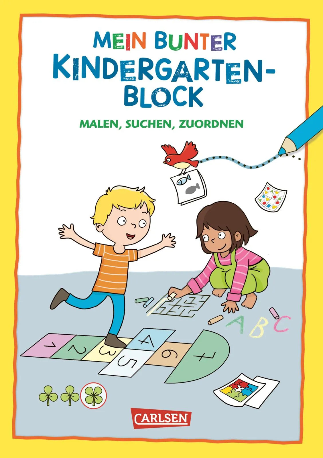 Buchcover von 'Rätseln für Kita-Kinder: Mein bunter Kindergarten-Block: Malen, suchen, zuordnen' - Taschenbuch von Hanna Sörensen