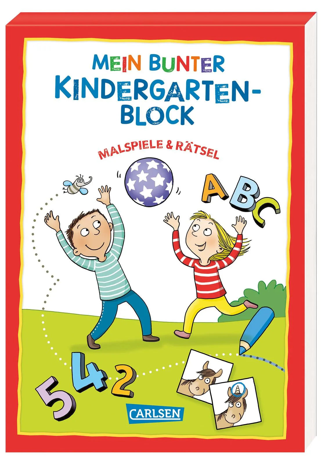 Buchcover von 'Rätseln für Kita-Kinder: Mein bunter Kindergarten-Block: Malspiele und Rätsel' - Taschenbuch von Hanna Sörensen