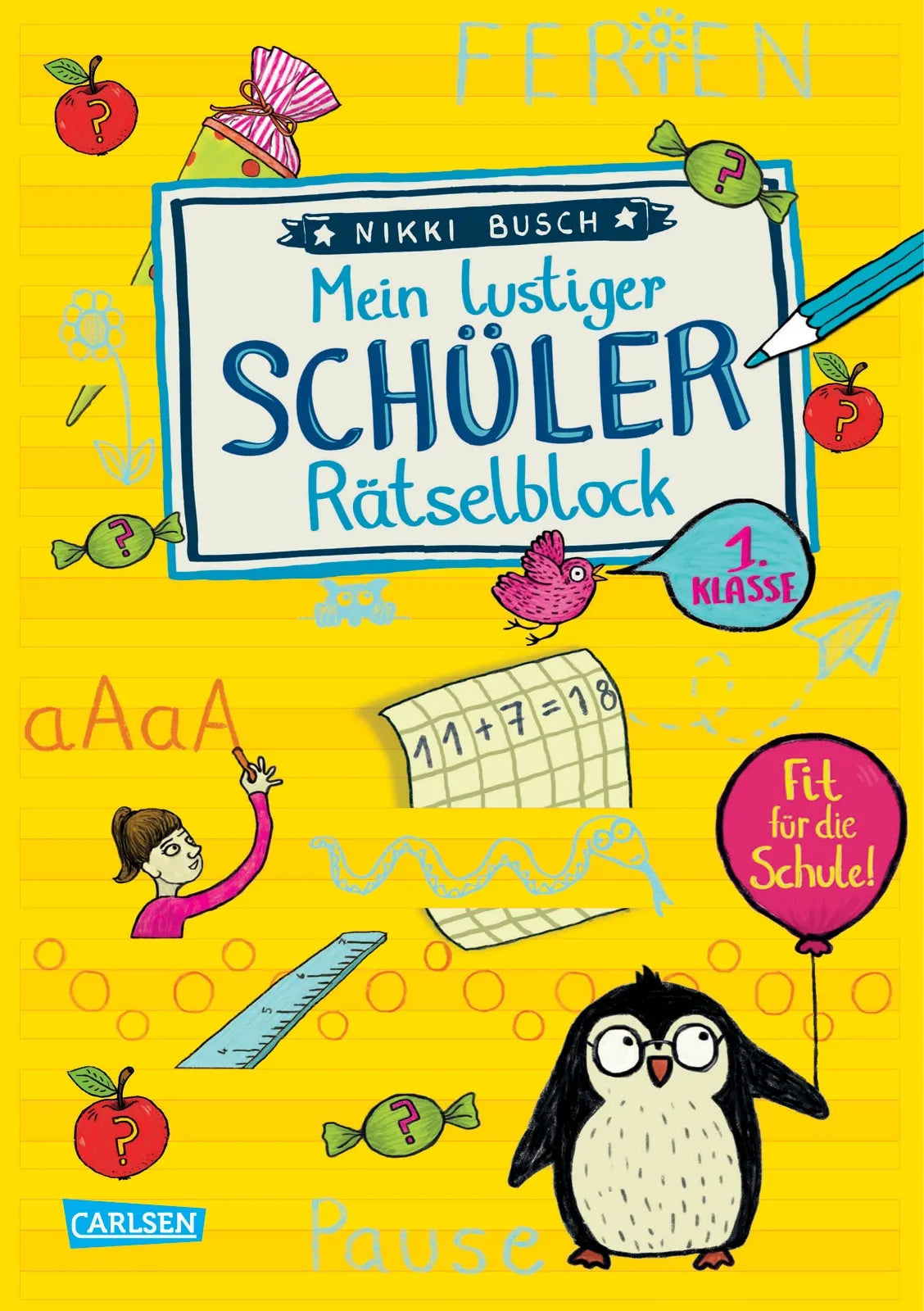 Buchcover von 'Rätselspaß Grundschule: Mein lustiger Schüler-Rätselblock' - Taschenbuch von Nikki Busch