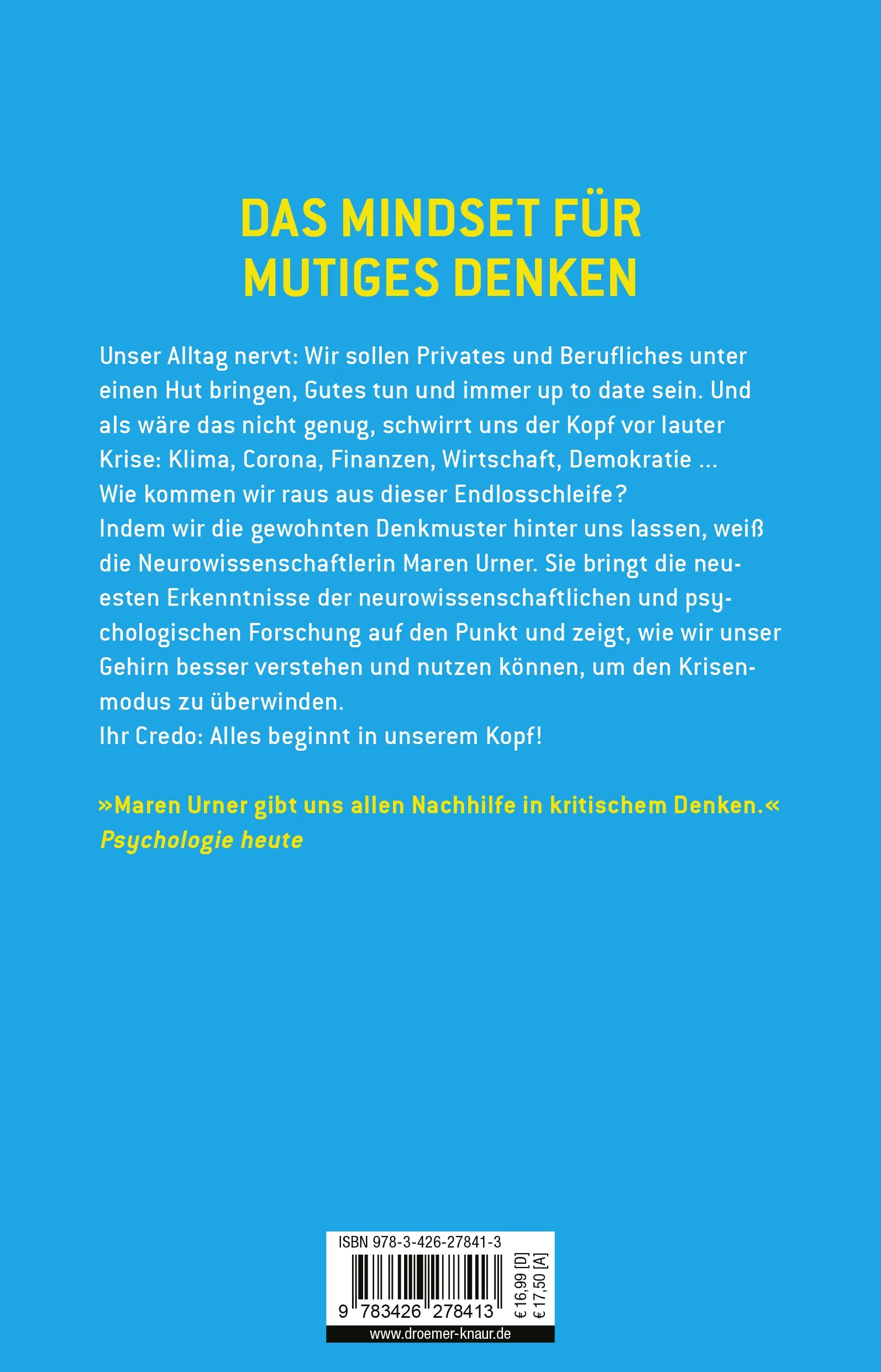 Buchrückseite von 'Raus aus der ewigen Dauerkrise' mit Klappentext - Paperback
