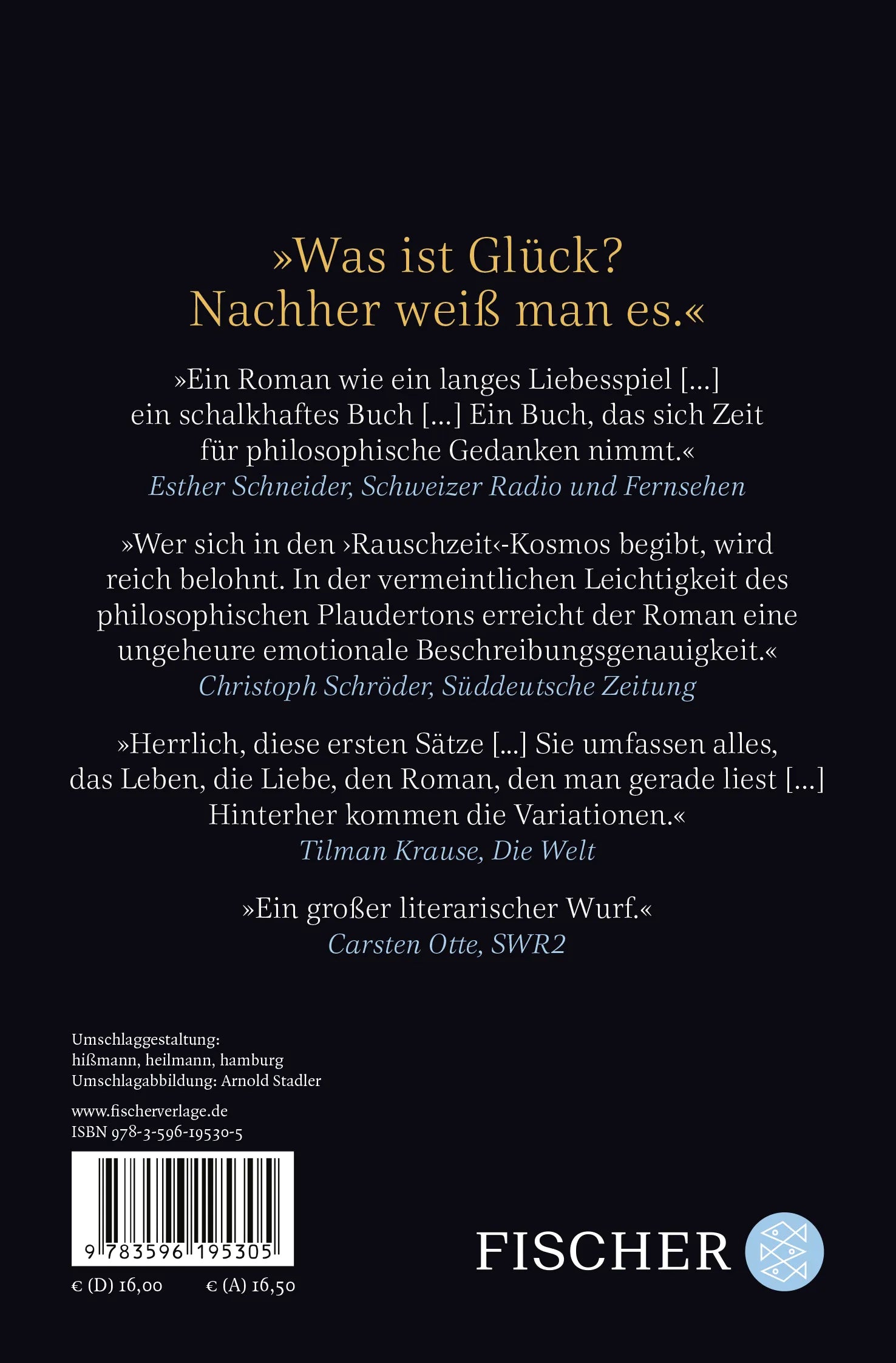 Buchrückseite von 'Rauschzeit' mit Klappentext - Taschenbuch