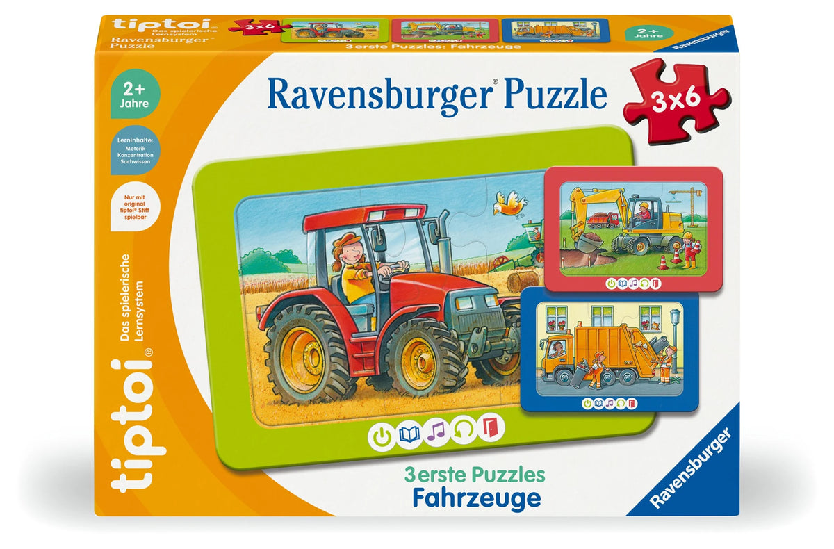 Kinderpuzzle: tiptoi® 3 erste Puzzles: Fahrzeuge - 3x6 Teile