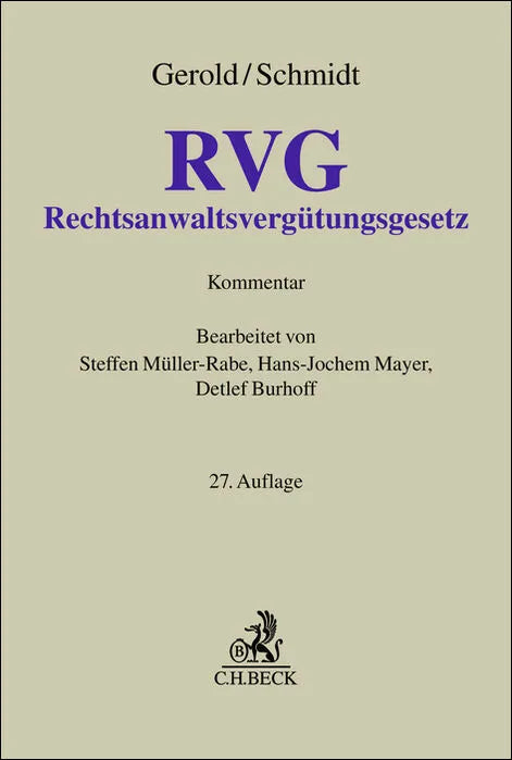 Buchcover von 'Rechtsanwaltsvergütungsgesetz. RVG' - Gebundene Ausgabe von Wilhelm Gerold