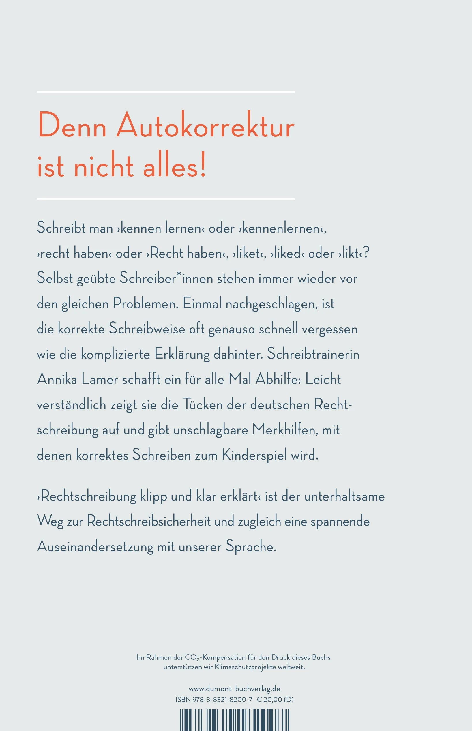 BuchrÃ¼ckseite von 'Rechtschreibung klipp und klar erklärt' mit Klappentext - Paperback
