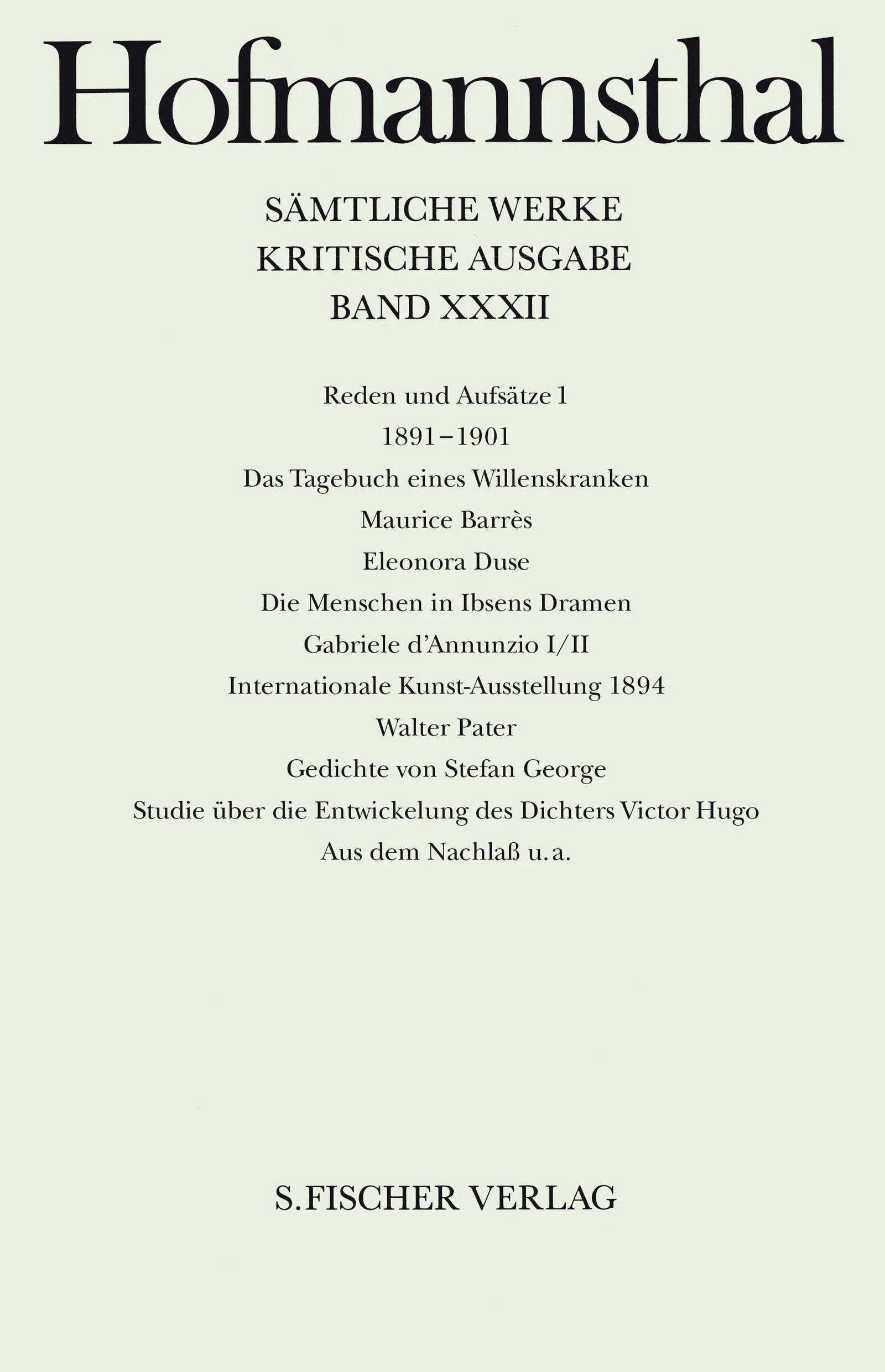 Buchcover von 'Reden und Aufsätze 1' - Gebundene Ausgabe von Hugo von Hofmannsthal